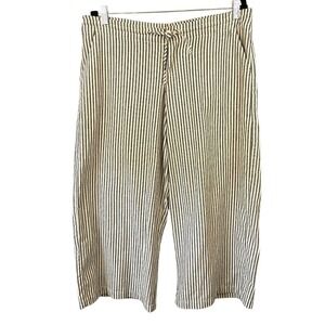 Just Living Striped Linen Cotton Blend Wide Leg Crop Pant Size M Preppy Nautical